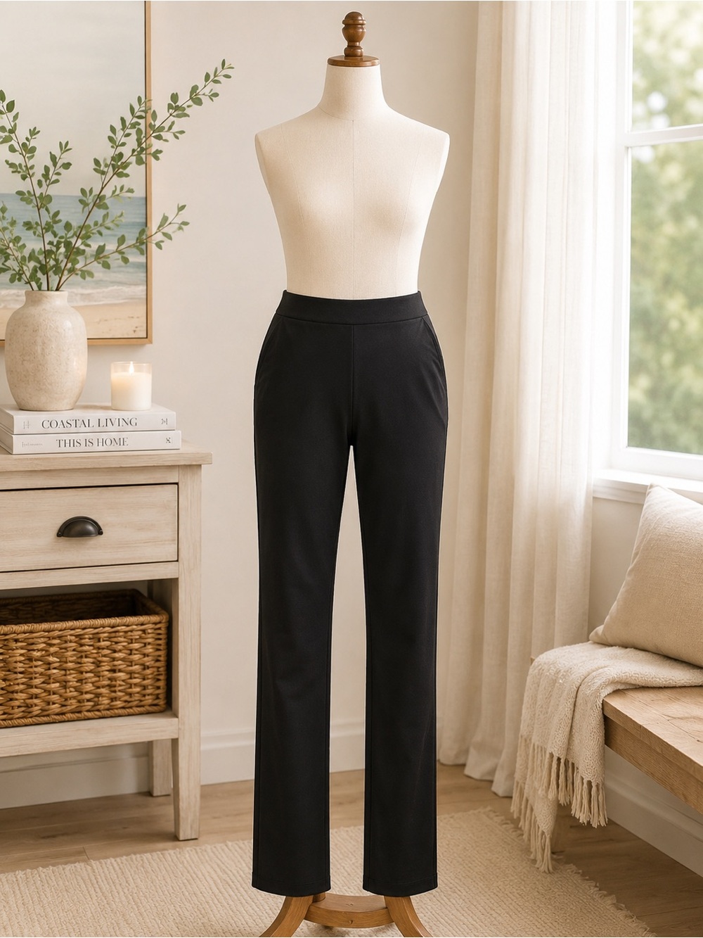 Classic Black Straight-Leg Women's Pants